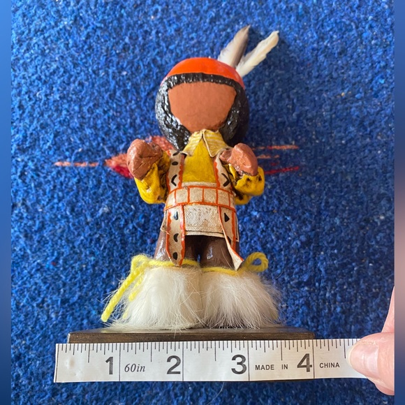 VTG 80’ Handcrafted Artisan Made Native Boy on Wooden Stand. Nancy Creates. OOAK - Picture 9 of 10